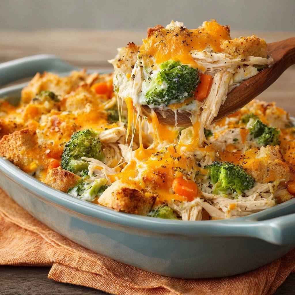 Herzhafter Brokkoli-Hähnchen-Auflauf