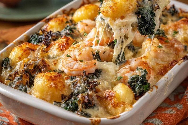 Cremiger Gnocchi-Garnelen-Auflauf