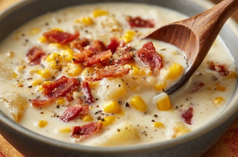 Cremiger Mais-Kartoffel-Eintopf mit Speck