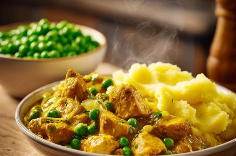 Cremiges Curry-Hähnchen mit Erbsen