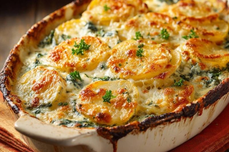 Cremiges Kartoffel-Spinat-Gratin