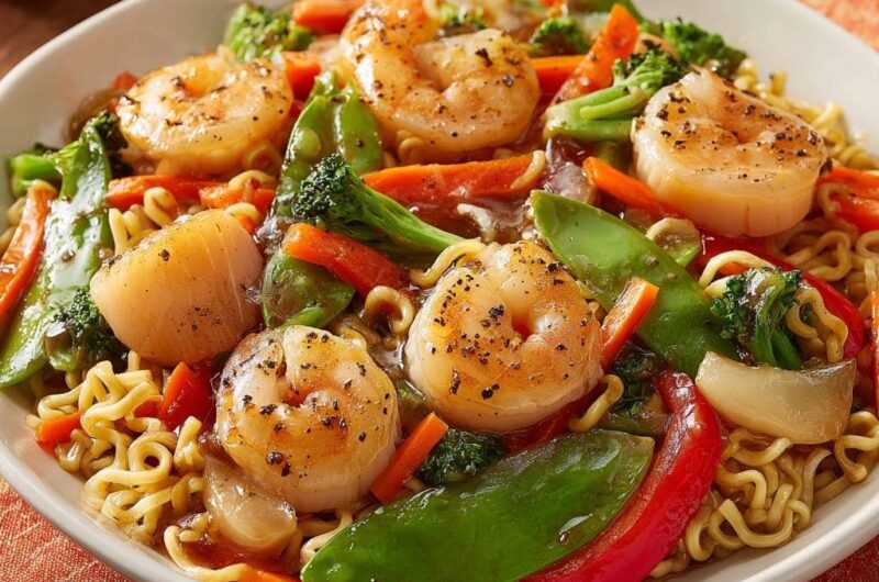 Garnelen-Gemüse-Wok mit Mie-Nudeln