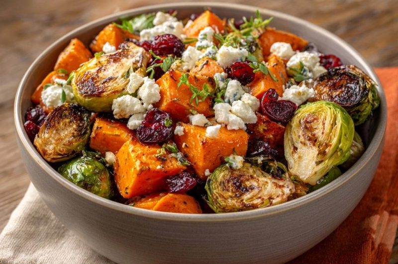 Gerösteter Rosenkohl mit Süßkartoffeln