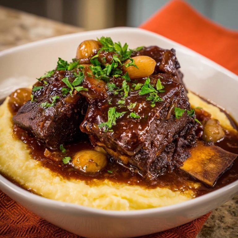 Geschmorte Rinderrippchen auf cremigem Polentabett