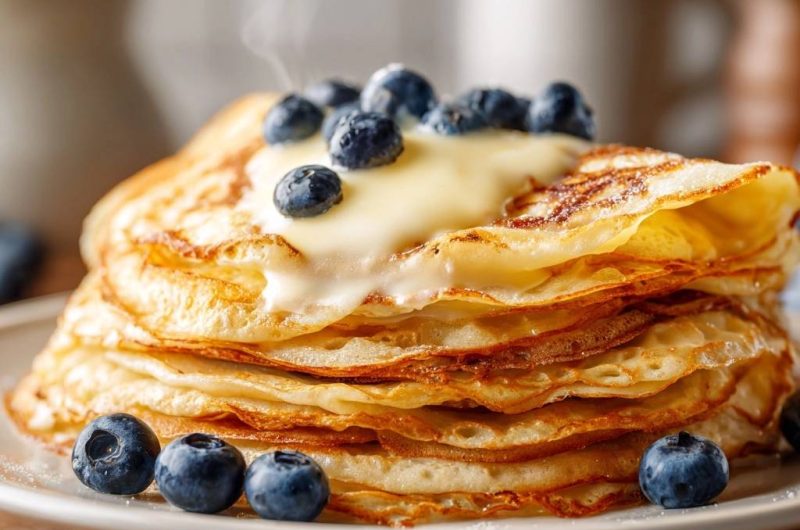 Goldbraune Blaubeer-Pfannkuchen