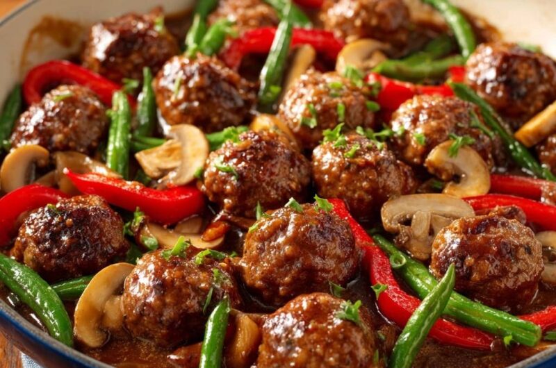 Herzhafte Rinder-Hackbällchen mit Gemüse