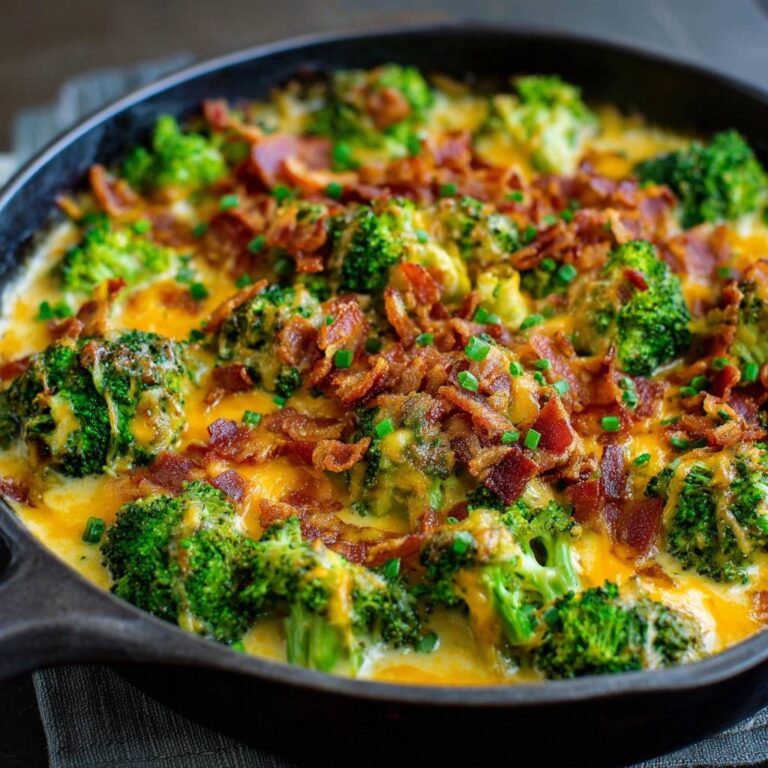 Herzhafter Brokkoli-Käse-Auflauf mit Speck