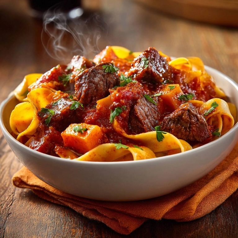 Herzhaftes Rindergulasch mit Pappardelle: Nie wieder zäh!