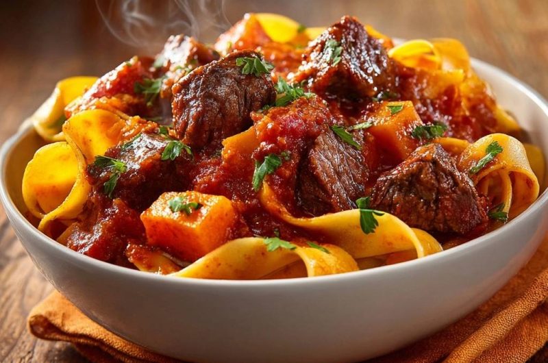 Herzhaftes Rindergulasch mit Pappardelle