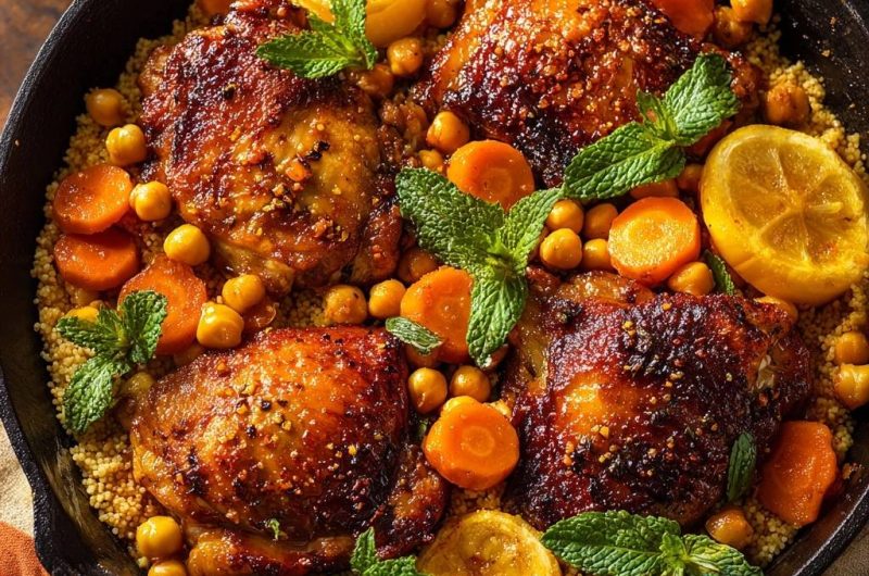 Marokkanische Hähnchenpfanne mit Couscous