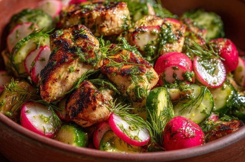 Mediterrane Hähnchen-Pfanne mit Radieschen