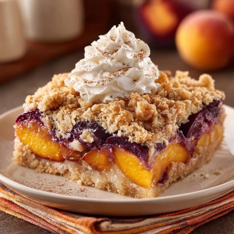 Saftige Pfirsich-Blaubeer-Schnitten (Anti-Matsche-Boden)