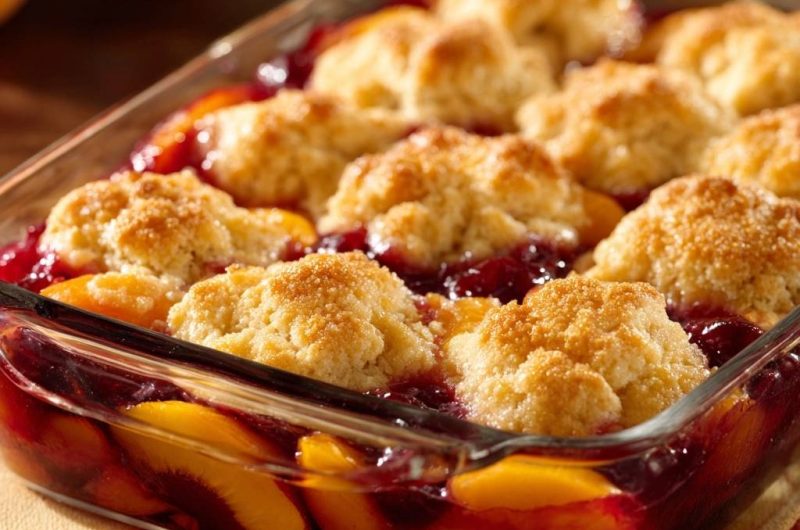 Saftiger Pfirsich-Kirsch-Cobbler (Der Anti-Matsche-Boden)