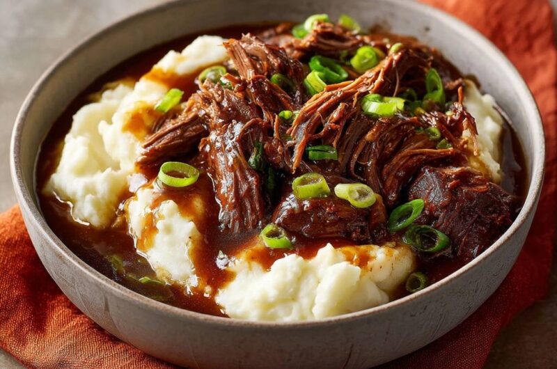 Zarter Rinder-Schmorbraten auf Kartoffelstampf