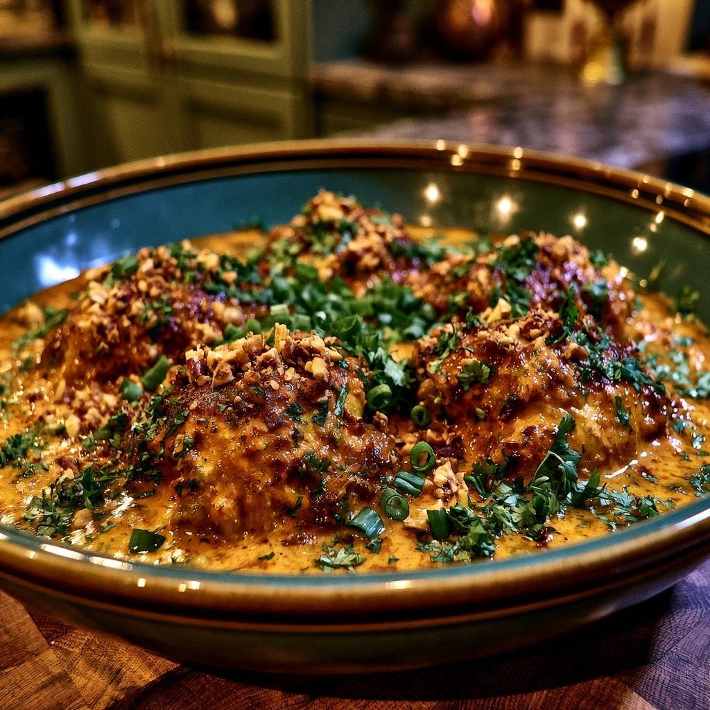 Cremiges Erdnuss-Curry Hähnchen