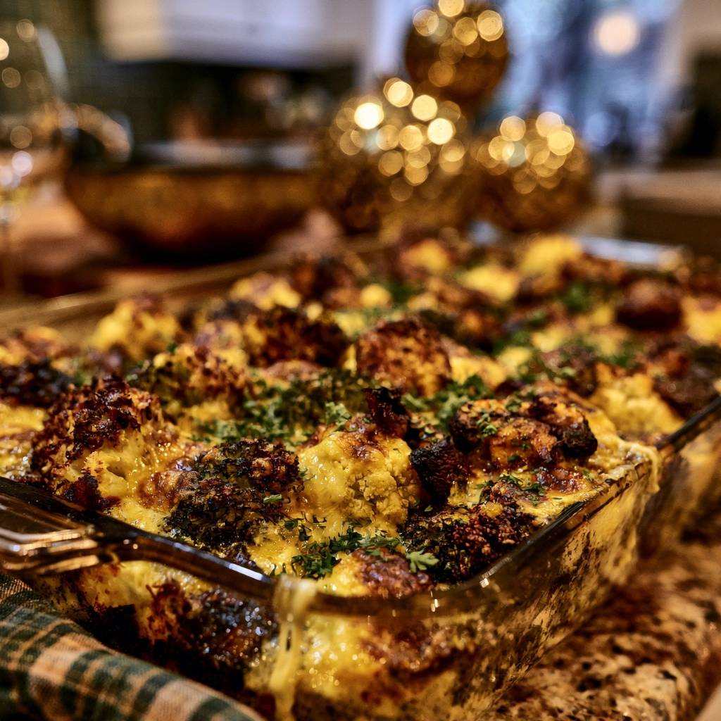 Goldbrauner Brokkoli-Blumenkohl-Auflauf