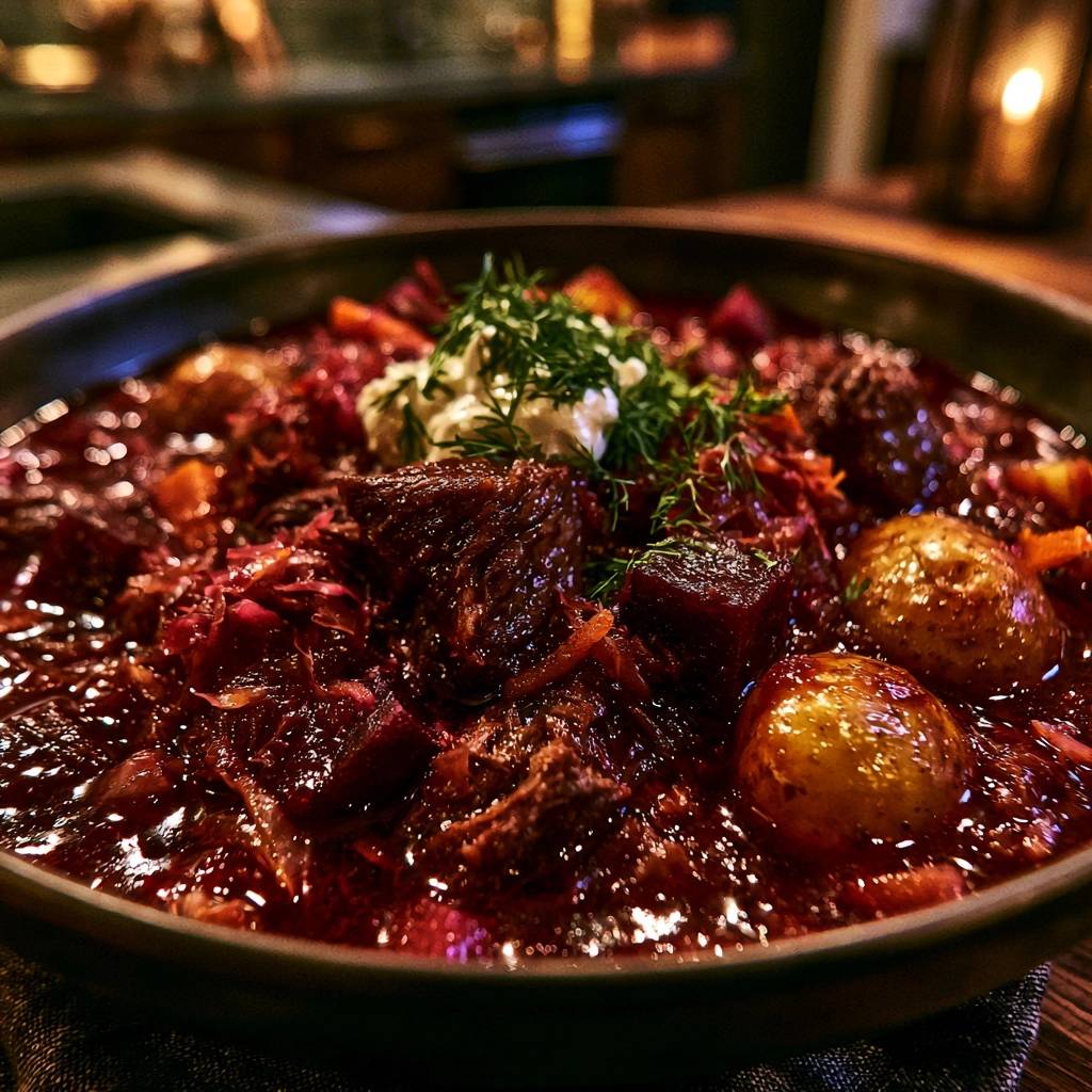 Herzhafter Rote-Bete-Eintopf mit Rindfleisch