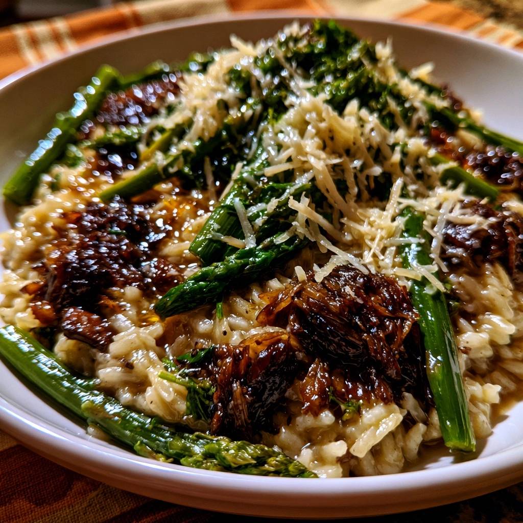 Cremiges Spargel-Pilz-Risotto
