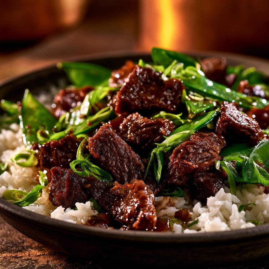 Zartes Rindfleisch-Stir-Fry mit Zuckerschoten