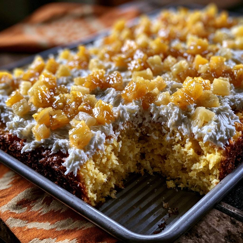 Saftiger Ananas-Blechkuchen (Der Anti-Matsche-Boden)