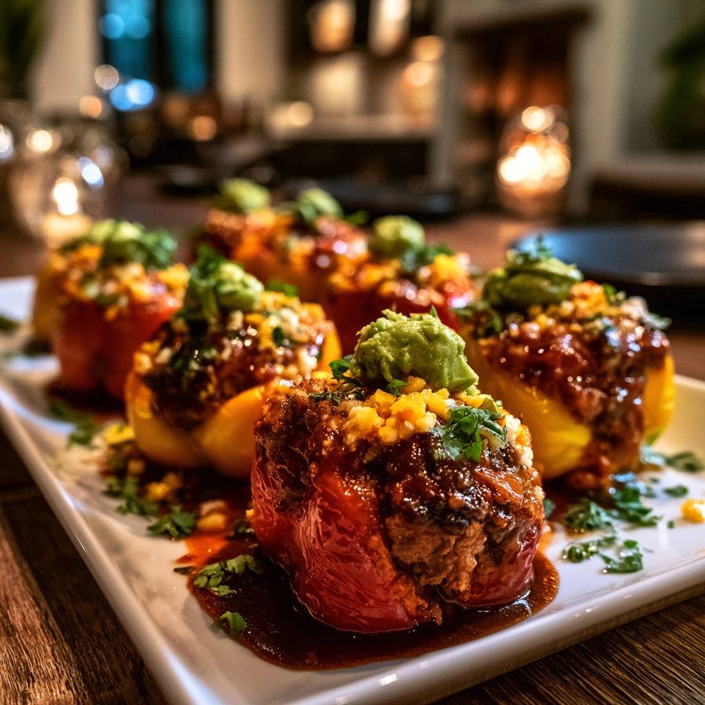 Herzhaft gefüllte Paprika mit Guacamole