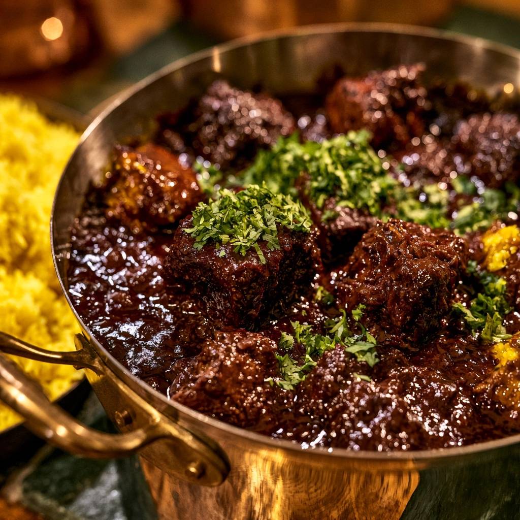 Zartes Rindergulasch mit Kurkuma-Reis