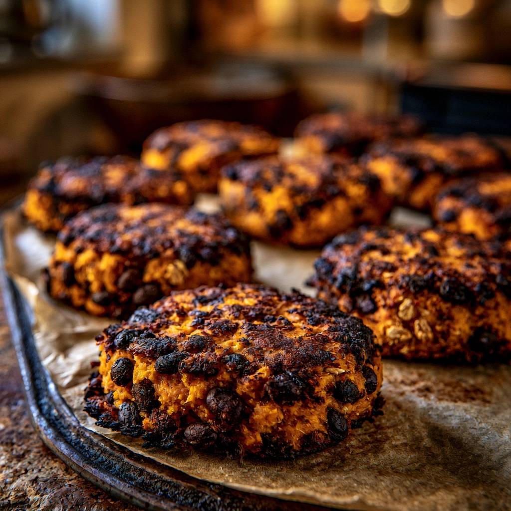 Herzhafte Süßkartoffel-Bohnen-Burger