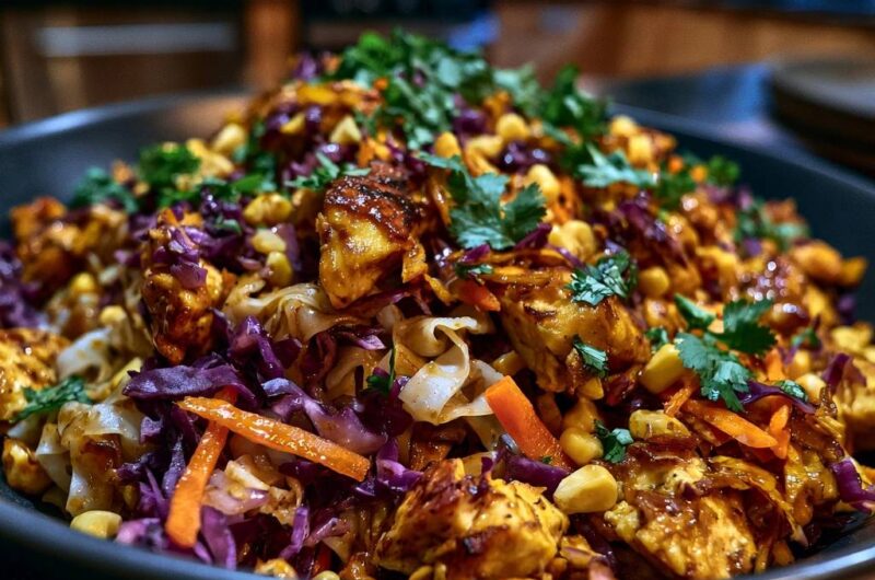 Bunte Thai-Nudelpfanne mit Hähnchen