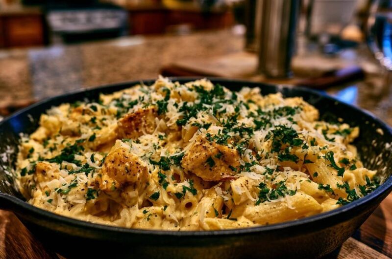 Cremige Hähnchen-Penne aus der Pfanne