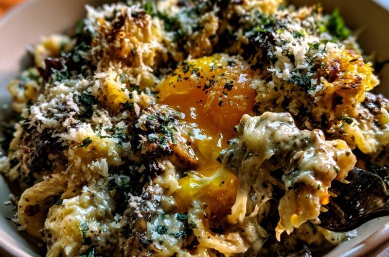 Cremige Pilz-Pasta mit Eigelb-Finish