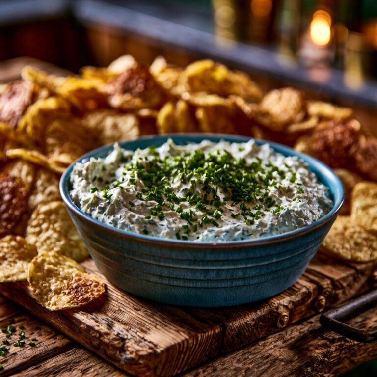Cremiger Kräuter-Dip mit Gold-Chips: Das perfekte Rezept