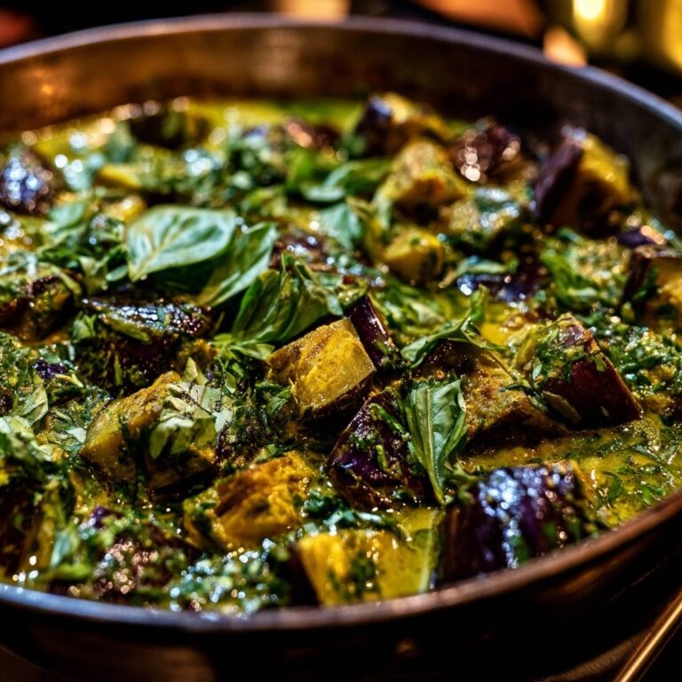 Cremiges Auberginen-Curry mit Basilikum: Nie wieder matschig