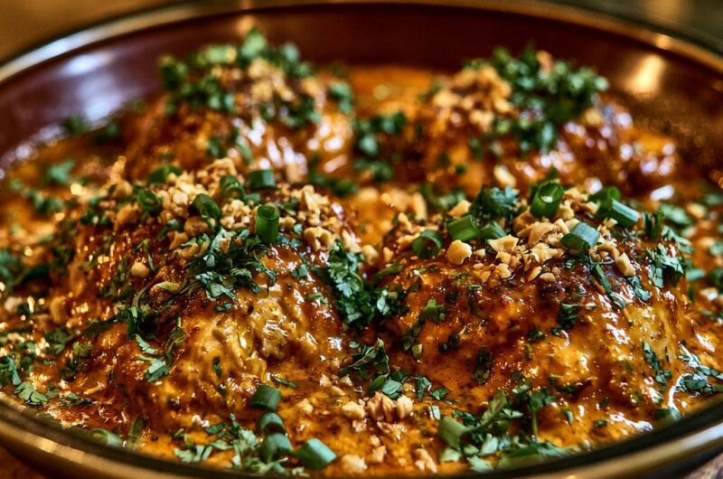 Cremiges Erdnuss-Curry Hähnchen