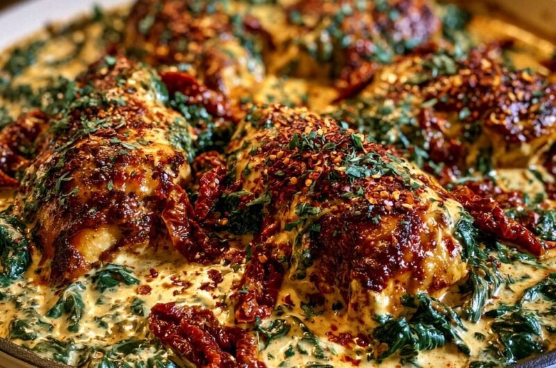 Cremiges Toskana-Hähnchen mit Spinat