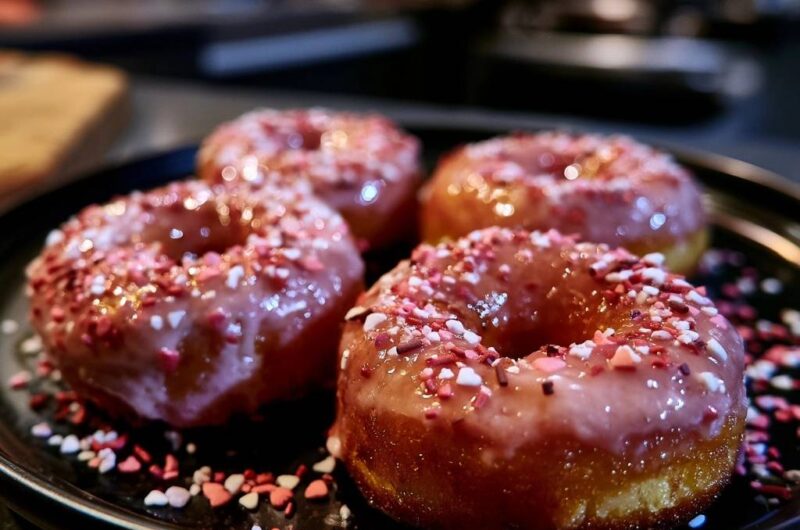 Fluffige Erdbeer-Donuts aus dem Ofen