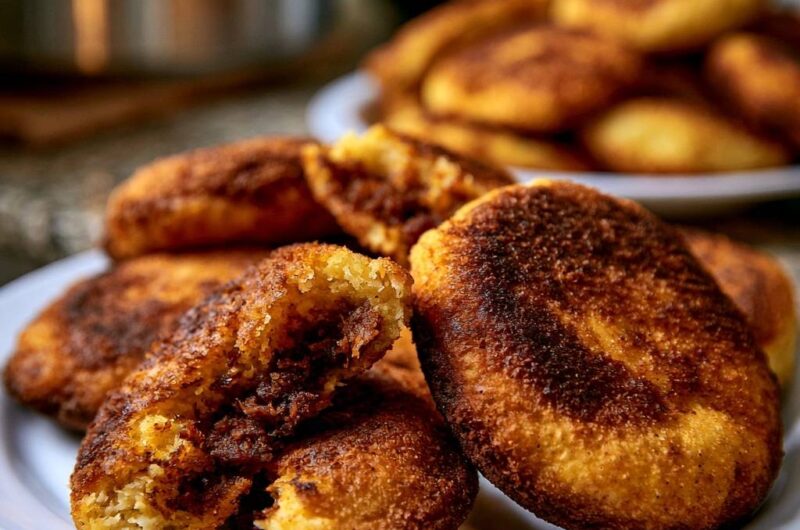 Goldbraune gefüllte Kartoffelplätzchen