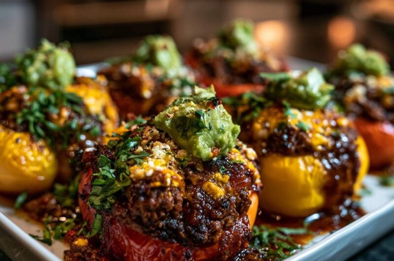 Herzhaft gefüllte Paprika mit Guacamole