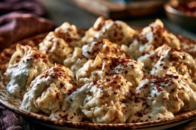 Herzhafte Manti mit Joghurt-Knoblauch-Sauce