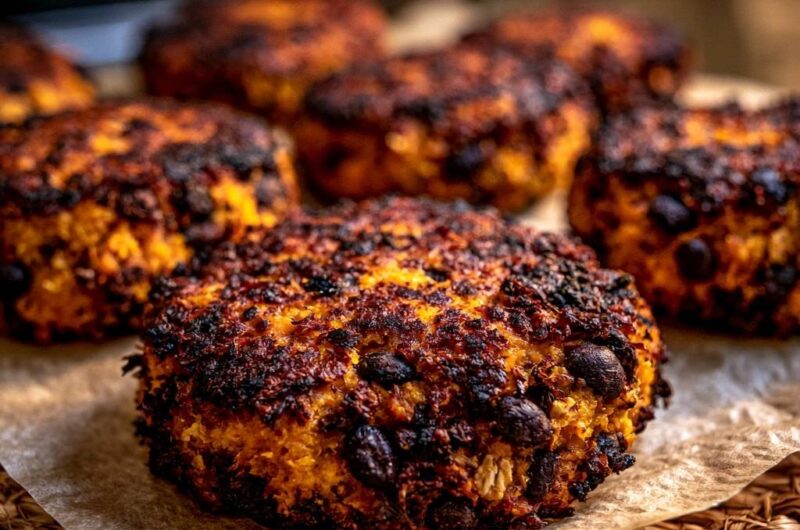 Herzhafte Süßkartoffel-Bohnen-Burger
