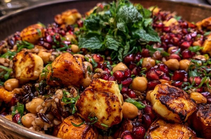 Mediterrane Halloumi-Bowl mit Wildreis