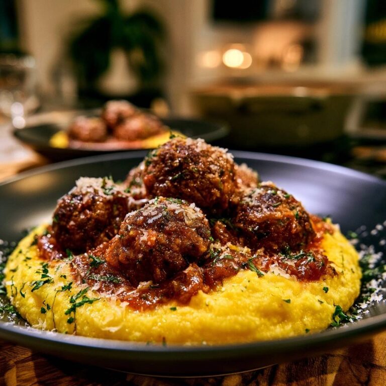 Saftige Fleischbällchen auf cremiger Polenta: Das Rezept