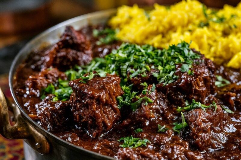 Zartes Rindergulasch mit Kurkuma-Reis