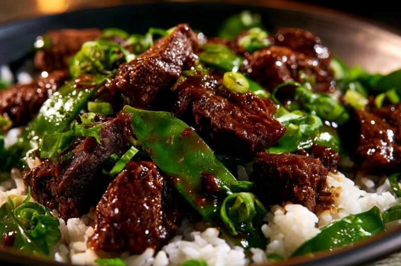 Zartes Rindfleisch-Stir-Fry mit Zuckerschoten